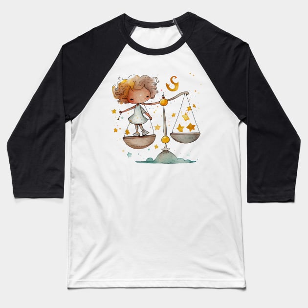 Watercolor Zodiac Libra Baseball T-Shirt by artsyindc